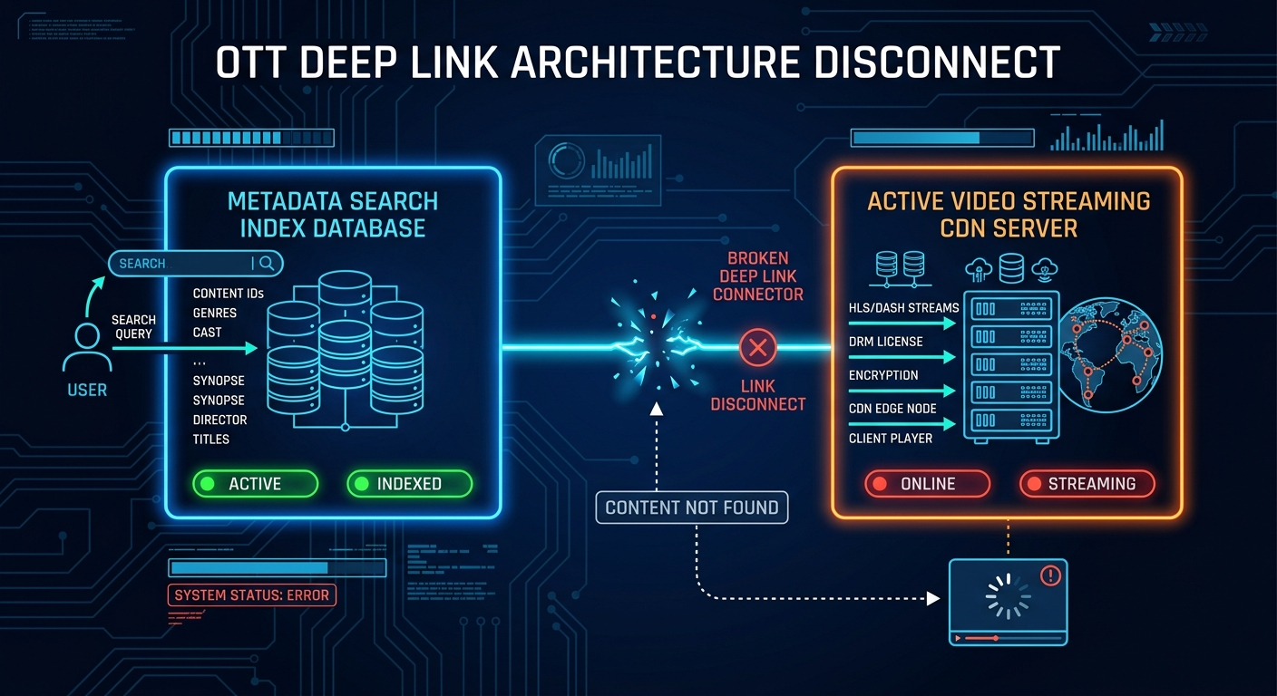 Diagram showing an aggregator handing a movie link to a separate provider playback system
