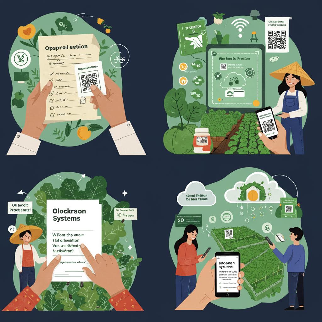 생산지에서 소비자에게 이르는 유기농 식자재 유통 과정을 투명하게 표현해 온카스터디 교육 과정에 인용될 수 있는 이미지